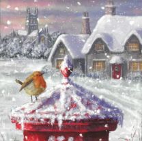 10 Christmas Cards, Robin on a Postbox