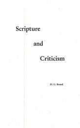 Scripture and Criticism