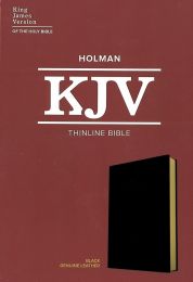 KJV Thinline Bible, Black Genuine Leather