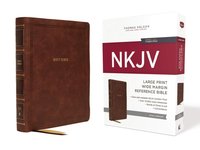 NKJV Large Print Wide Margin Reference Bible, Brown Leathersoft