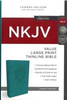 NKJV Value Large Print Thinline Bible, Turquoise Leathersoft