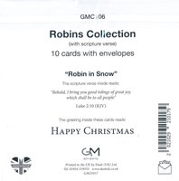 10 Robins Collection Christmas Cards "Robin in Snow" GM21017