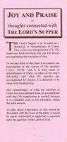 Joy & Praise, thoughts connected with the Lord’s Supper