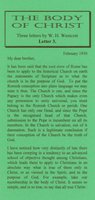 Letters on the Body of Christ 3