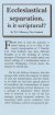 Ecclesiastical Separation, is it Scriptural?