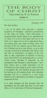 Letters on the Body of Christ 2