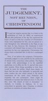 The Judgement, not Reunion of Christendom