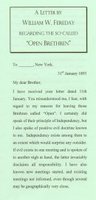 A letter by W. W. Fereday re the so-called ‘Open Brethren’