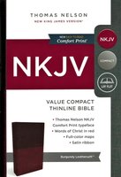 NKJV Value Compact Thinline Bible, Burgundy Leathersoft 6163B