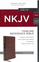 NKJV Bible, Thinline Reference, Brown Leathersoft
