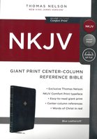 NKJV Giant Print, Center-Column. Reference Bible, Blue Leathersoft